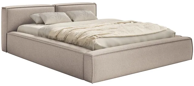 selsey-polsterbett-tilves-slim-low-140x200-cm-mit-stauraum-beige-chenille-metall image 1