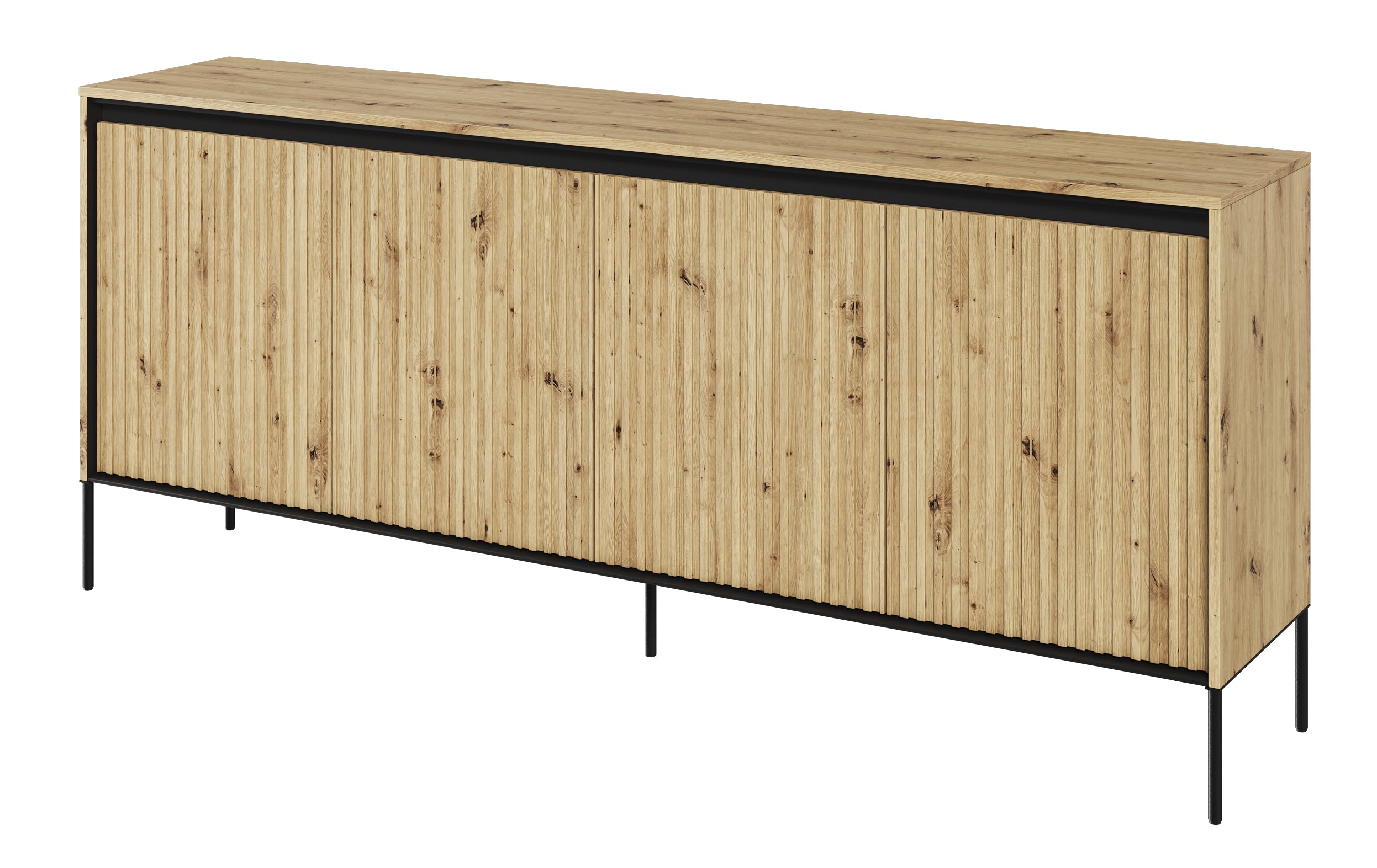 selsey-trend-niedrige-kommode-193-cm-vierfl-gelig-mit-led-artisan-eiche image 1