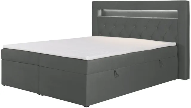 selsey-goldess-boxspringbett-140x200-cm-mit-stauraum-und-led-dunkelgrauer-samt image 1