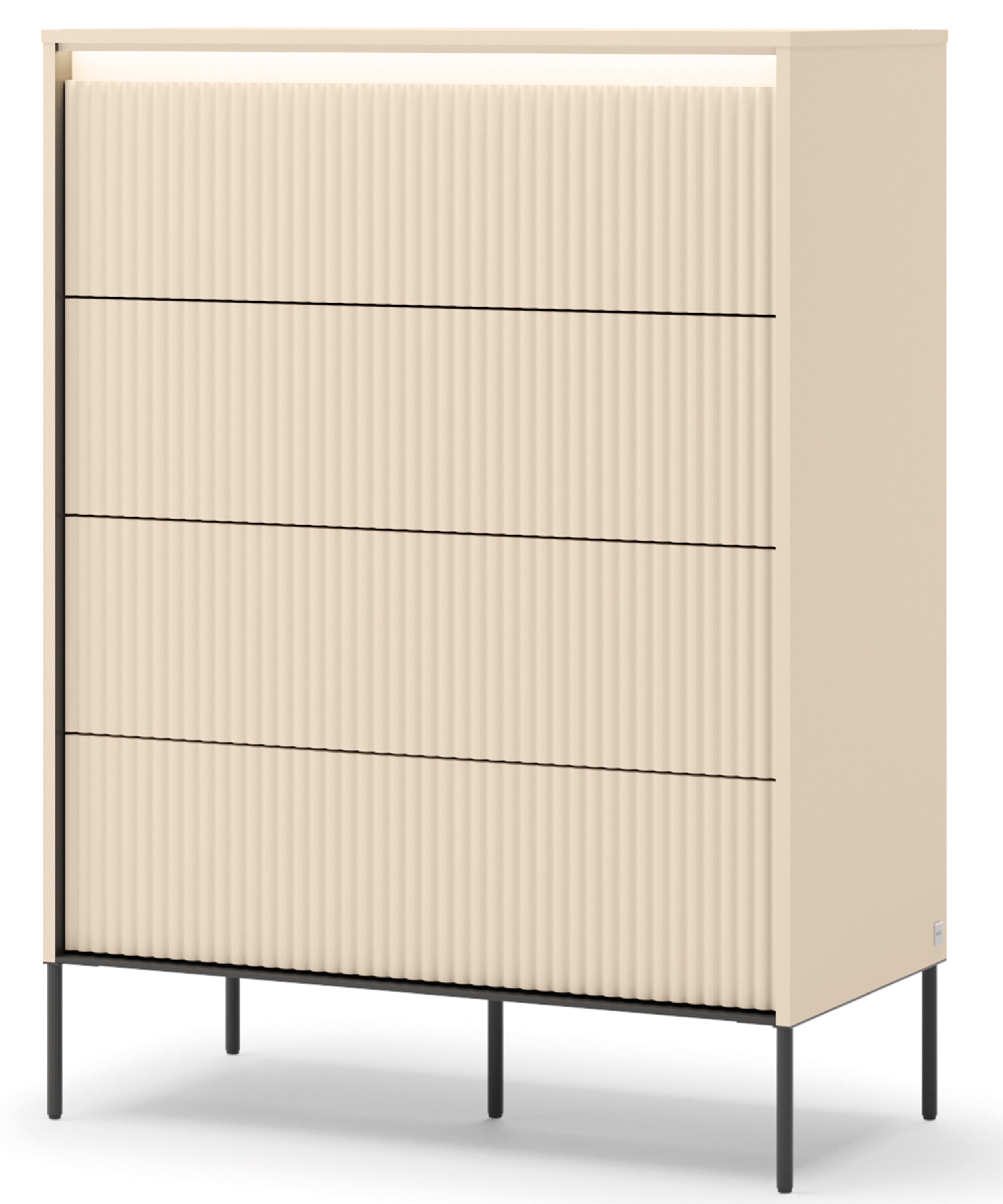 selsey-trend-hohe-kommode-93-cm-mit-4-schubladen-und-beleuchtung-sandbeige-schwa image 4