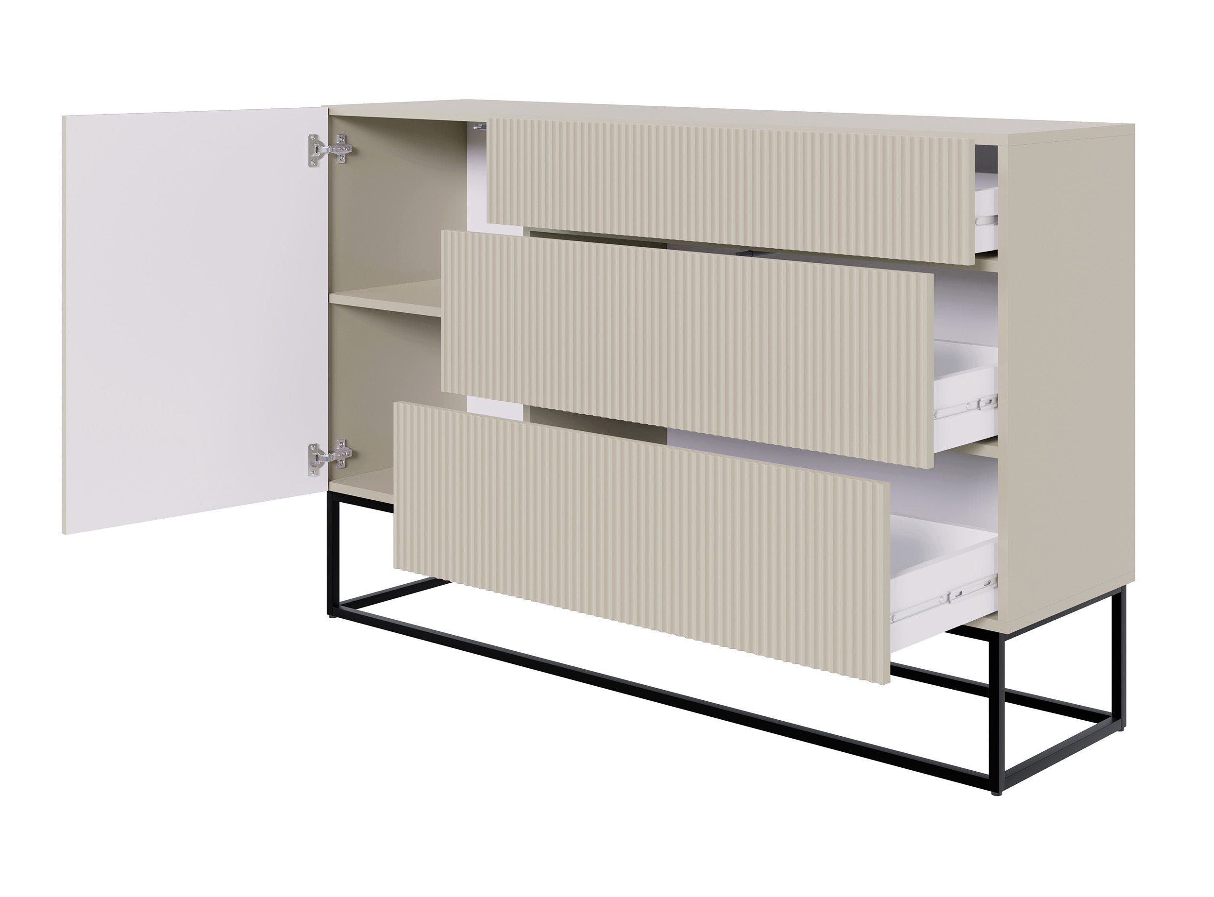 selsey-veldio-einzelt-r-kommode-140-cm-grau-beige-mit-3-schubladen image 2