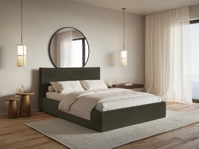 selsey-softie-slim-polsterbett-200x200-cm-dunkelgr-n-velours-wasserabweisend image 1