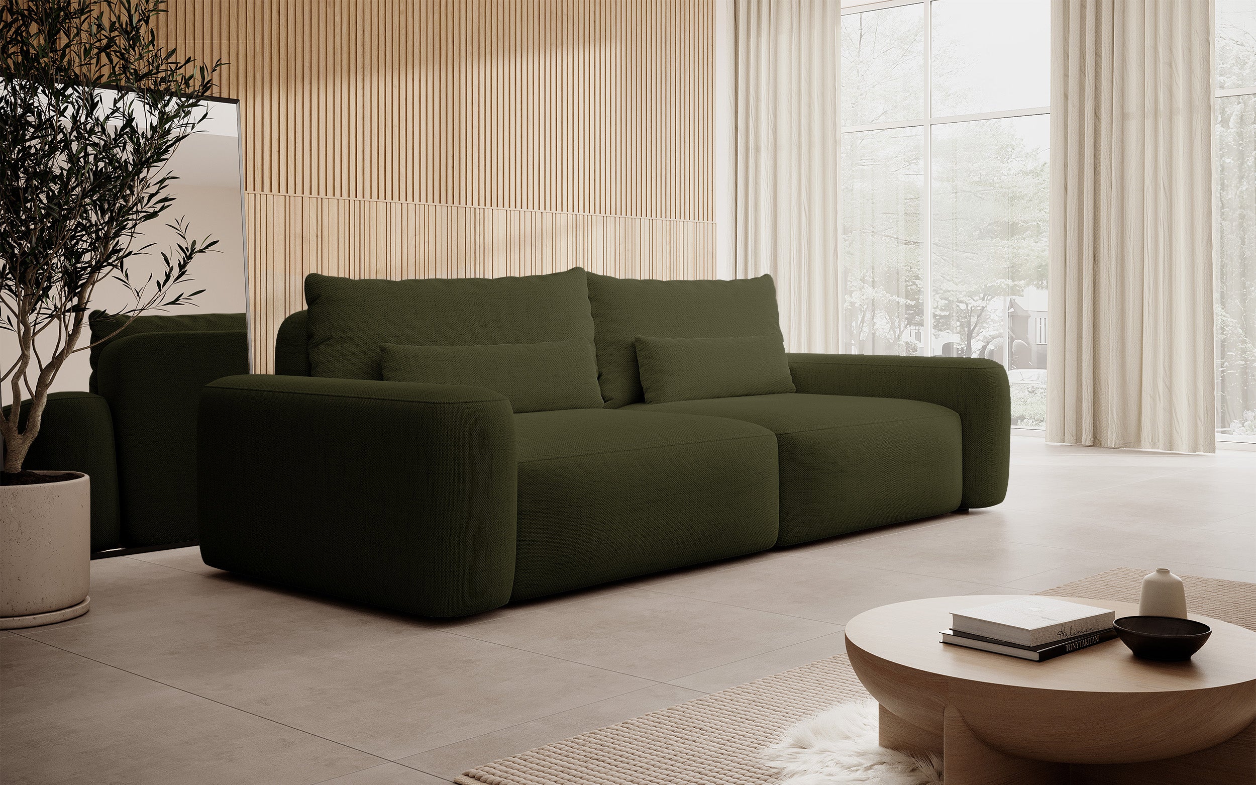 selsey-carnos-dreisitziges-ausklappbares-sofa-olivgr-ner-chenille-stoff-hydropho image 2