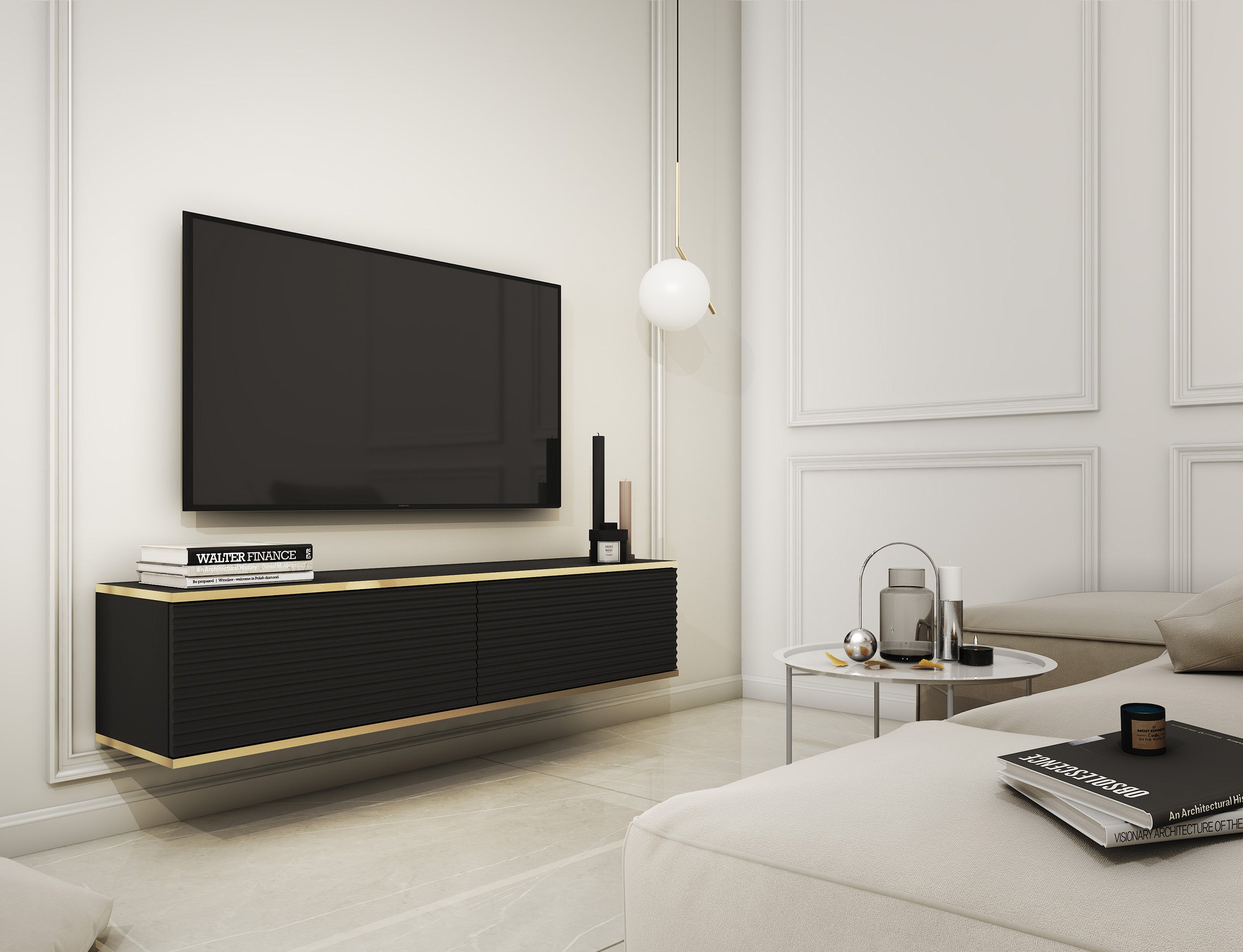 selsey-mucalma-tv-schrank-135-cm-schwarz-mit-goldenen-lamellen-akzenten image 2