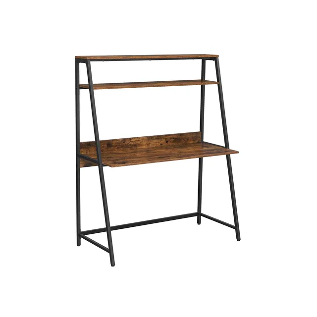vasagle-schreibtisch-mit-ablagen-computertisch-im-industrie-design-vintagebraun- image 1