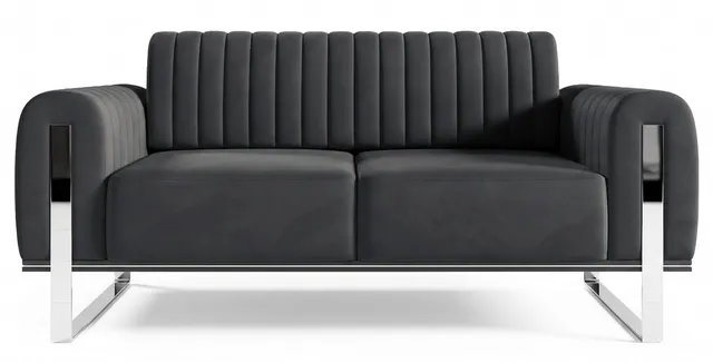 selsey-parissa-zweisitziges-sofa-dunkelgrauer-samt-verchromte-beine image 1