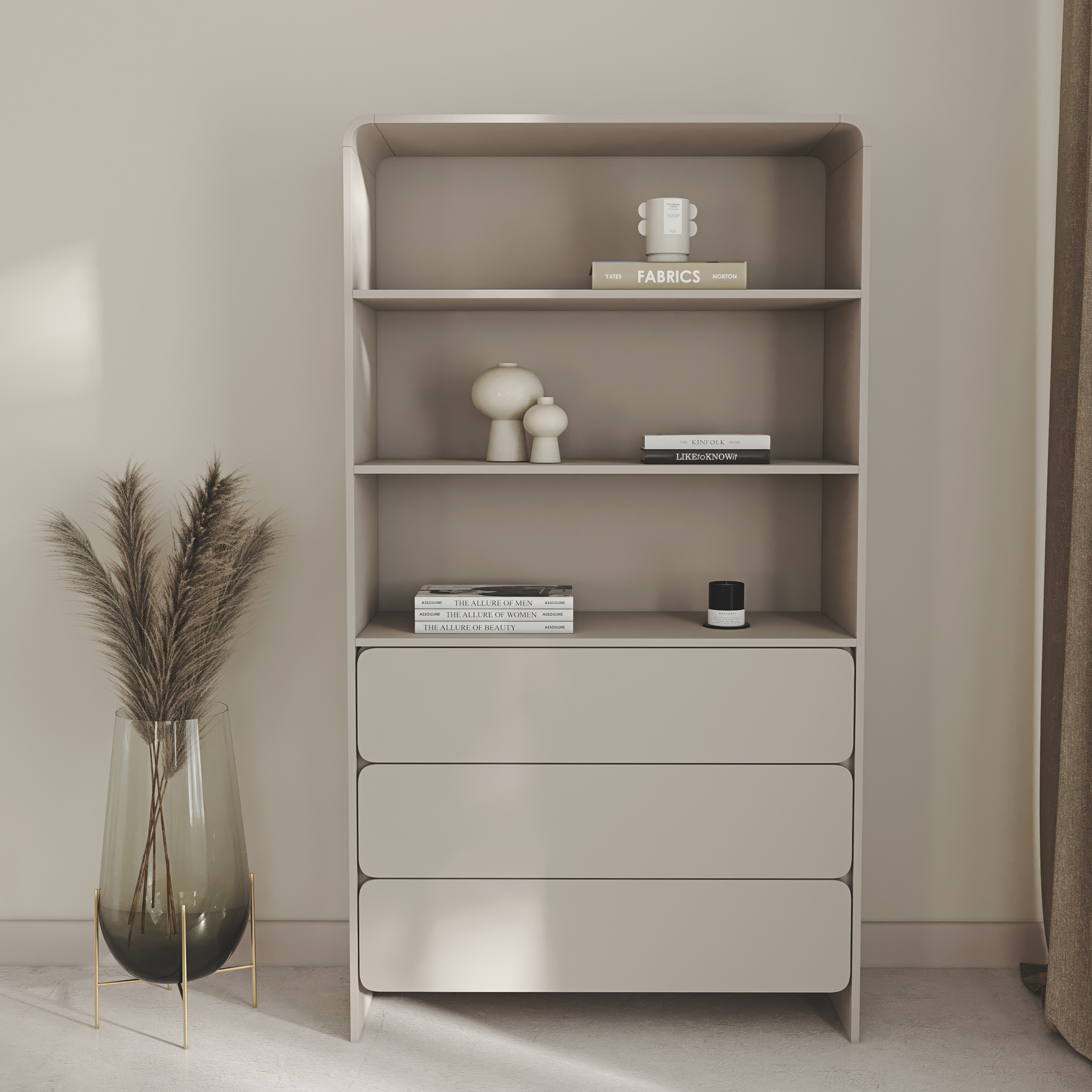 selsey-lummo-regal-100-cm-mit-drei-schubladen-kaschmir image 2