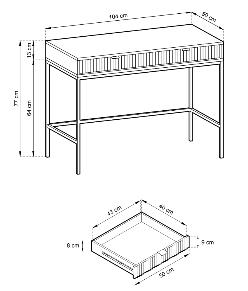 selsey-vellore-schminktisch-104-cm-gr-n-geriffelte-fronten-goldene-griffe image 5