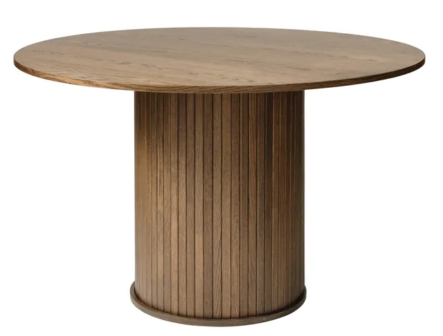 selsey-gativel-runder-esstisch-120-cm-mit-runder-basis-gebrannte-eiche-lamellen image 1