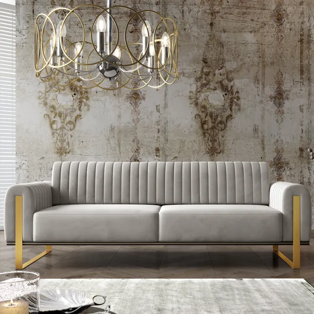 selsey-parissa-dreiersofa-3-sitzer-hellgrauer-samt image 1