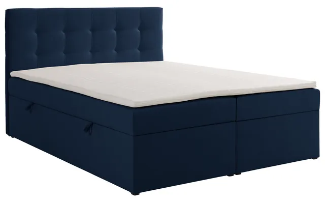 selsey-ronneo-kontinentalbett-160x200-cm-blau-samt-mit-stauraum-und-topper image 1