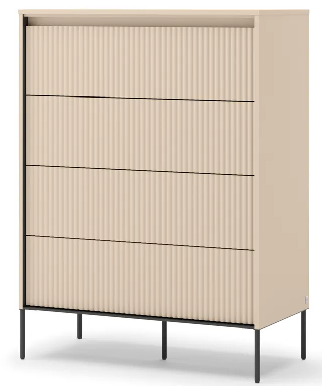 selsey-trend-hohe-kommode-93-cm-mit-4-schubladen-und-beleuchtung-sandbeige-schwa image 1