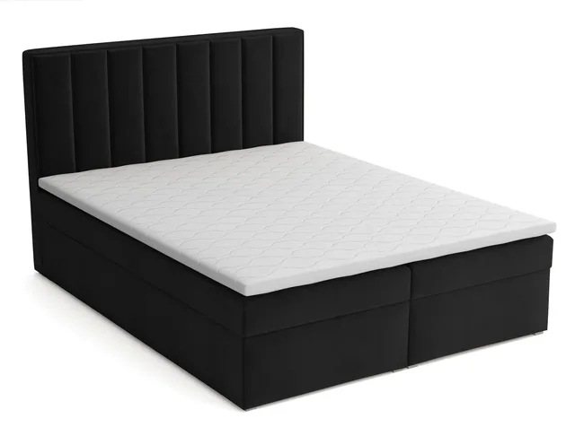 selsey-rinus-kontinentalbett-160x200-cm-mit-stauraum-und-topper-schwarzer-samt image 1