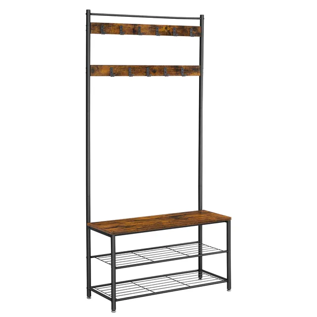 vasagle-garderobenst-nder-mit-3-ablagen-und-9-haken-32-x-85-x-175-cm-vintagebrau image 1