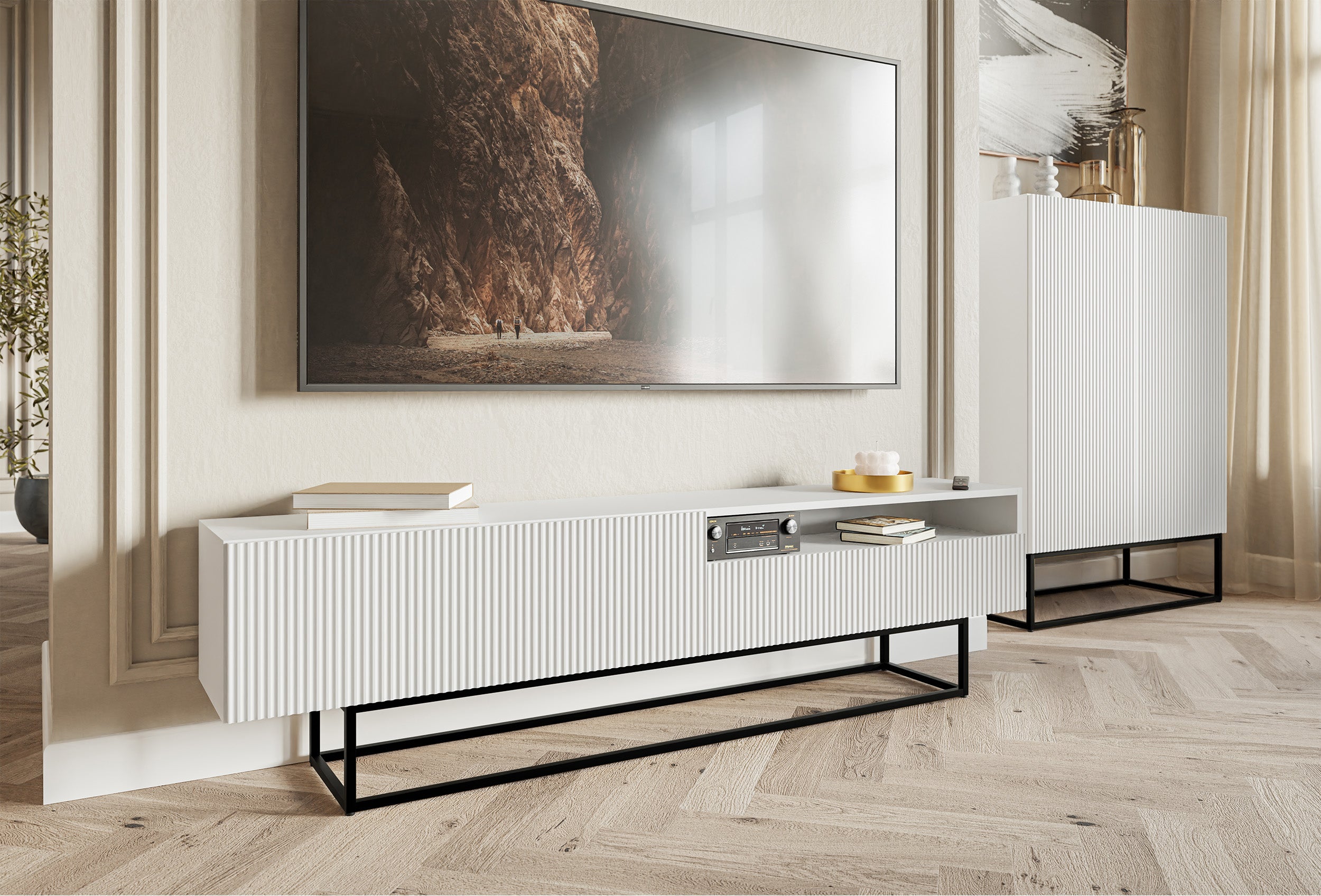 selsey-veldio-tv-schrank-175-cm-wei-gefr-ste-front-nische-schwarze-beine image 3