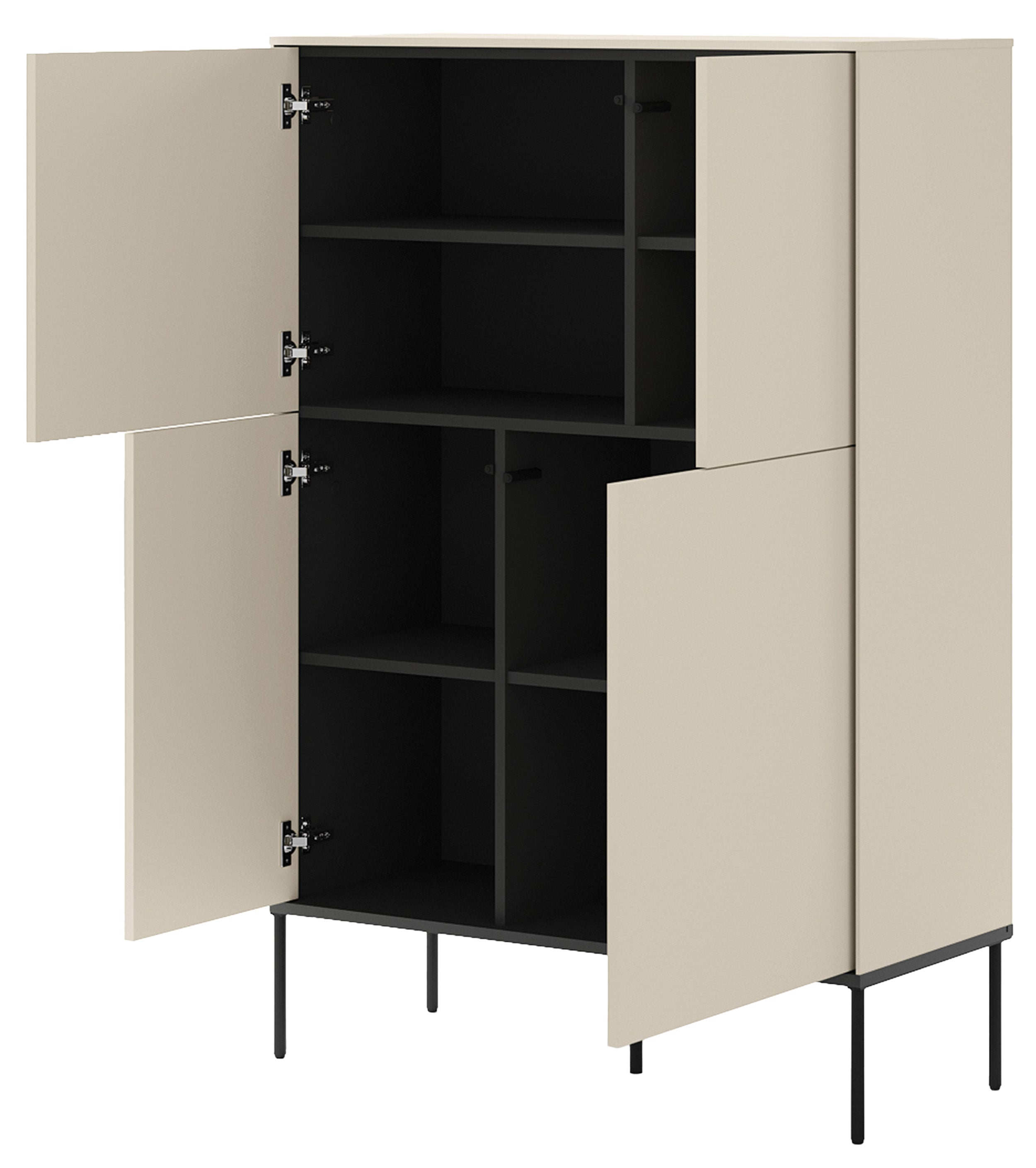 selsey-bellezo-viert-rige-kommode-95-cm-creme-mit-push-open image 1