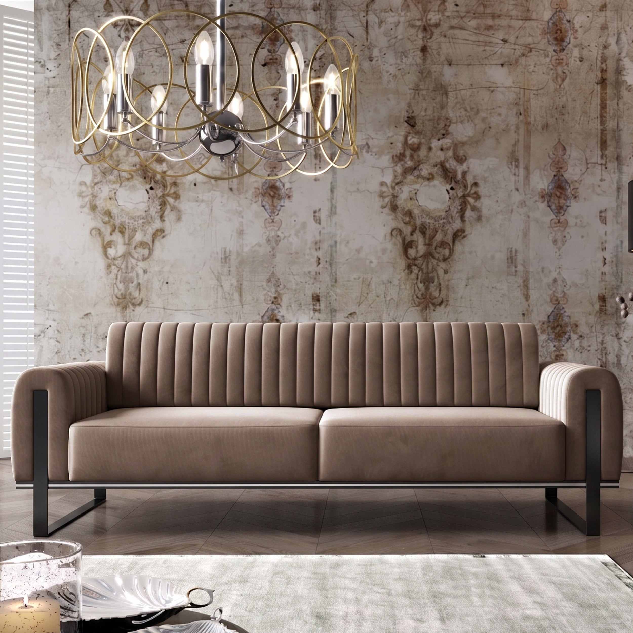 selsey-parissa-dreiersofa-3-sitzer-beige-samt-schwarze-beine image 2