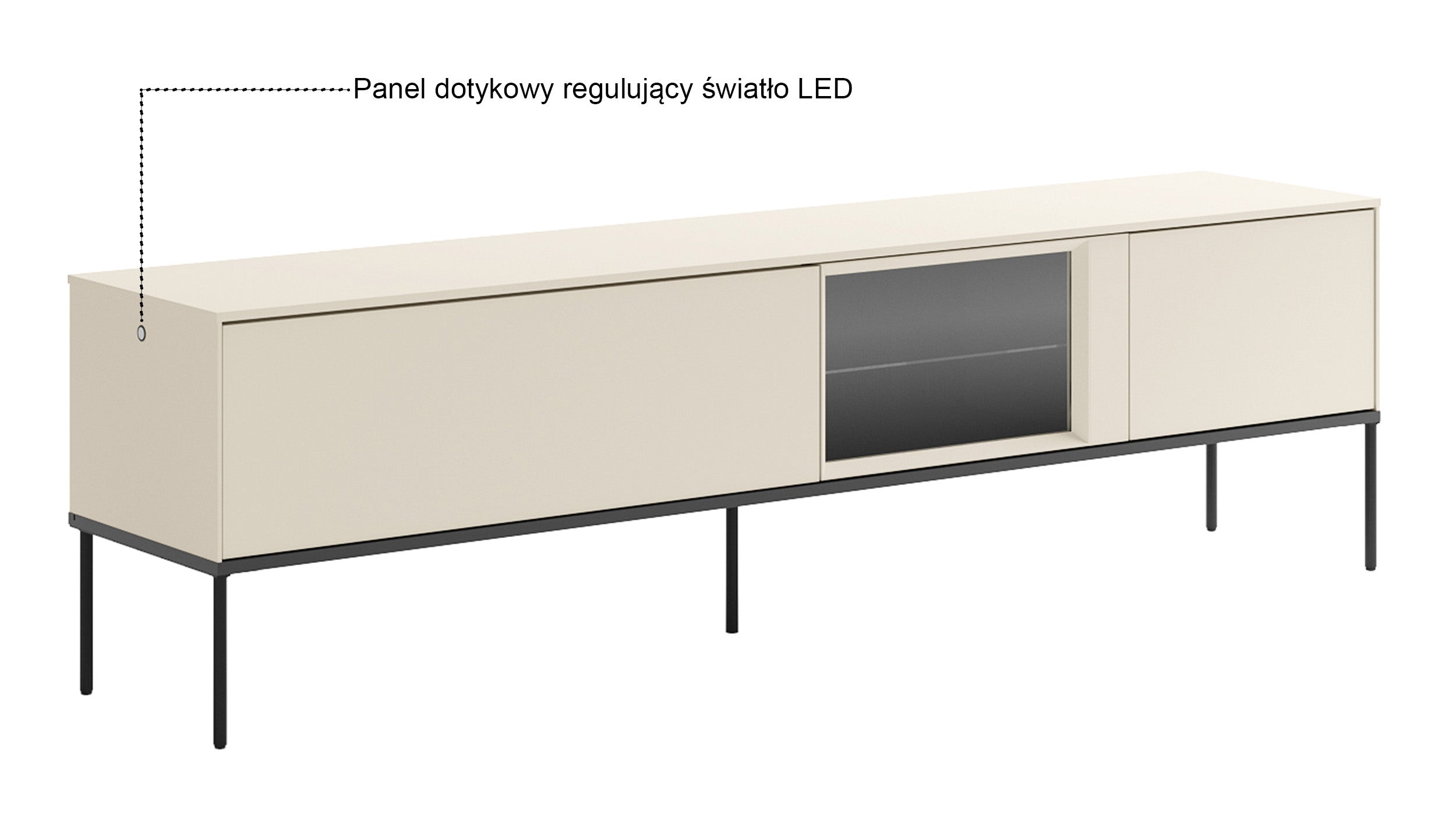 selsey-bellezo-tv-schrank-mit-led-vitrine-196-cm-cremefarben image 7