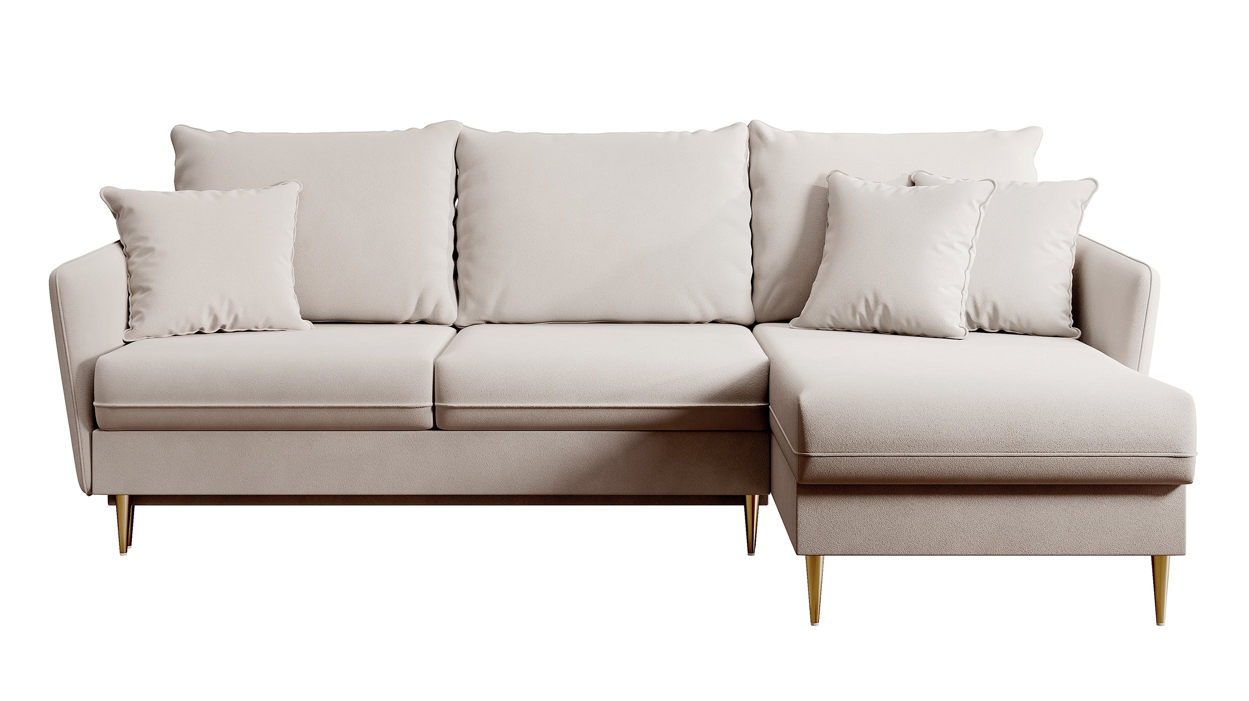 selsey-volio-ecksofa-mit-schlaffunktion-beiger-wasserabweisender-samt-goldene-be image 1